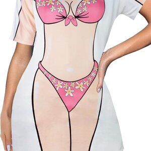 Women's Beach Cover Up T-Shirt Dress Lightweight Polyester Spandex Bikini Coveru